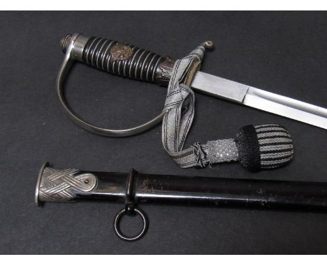 A Third Reich era German Police officer's sword by Paul Weyersberg, Solingen with chromed D-form guard, ribbed hardwood grip 
