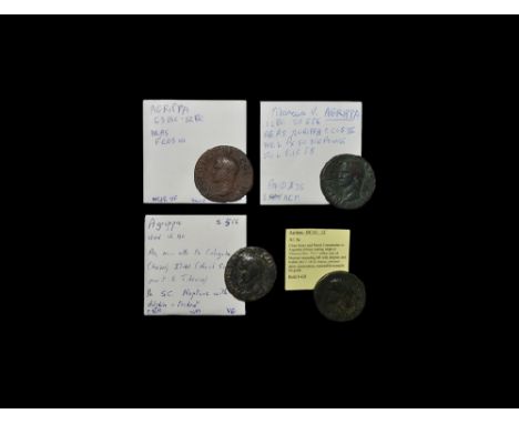37-41 AD. Obvs: M AGRIPPA COS III legend with bare head left. Revs: Neptune standing with dolphin and trident; S - C at sides