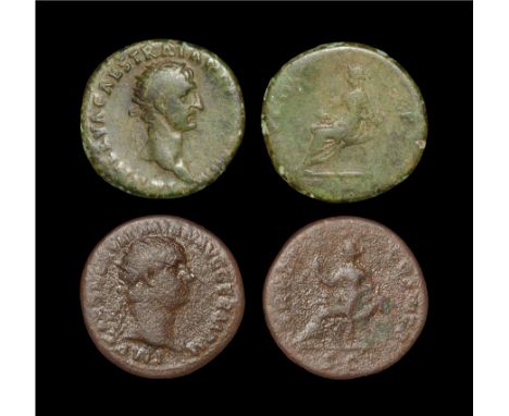 98-99 AD. Group comprising: Obv: IMP NERVA CAES TRAIAN AVG GERM P M legend with radiate head right. Rev: TR P COS II PP legen