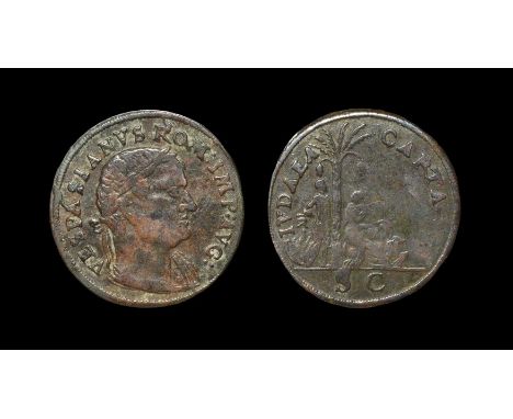 Early 18th century AD. Struck at Gotha(?"). Obv: profile bust of Vesapasian with VESPASIANVS ROM IMP AVG legend. Rev: Jewish 