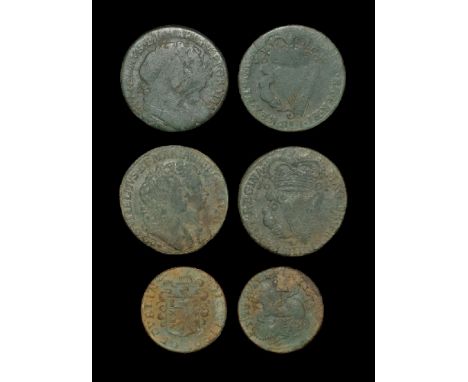 Dated 1672 and 1694 AD. William and Mary, 1694. Obvs: jugate busts with GVLIELMVS ET MARIA DEI GRATIA legend. Revs: crowned h