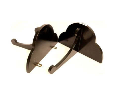 A pair of ebonised wall mounting brackets, each 26 x 21 cm. P&amp;P Group 2 (£18+VAT for the first lot and £3+VAT for subsequ