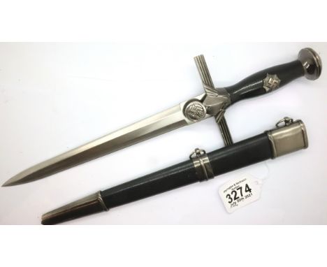 German Third Reich copy RLB ceremonial dagger with metal mounted scabbard and domed pommel.  P&amp;P Group 2 (£18+VAT for the
