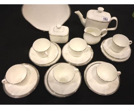 Royal Doulton tea set with teapot in the Platinum Concord pattern. Not available for in-house P&amp;P, contact Paul O'Hea at 