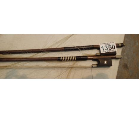 Two antique violin bows, unnamed. P&amp;P Group 2 (£18+VAT for the first lot and £3+VAT for subsequent lots)