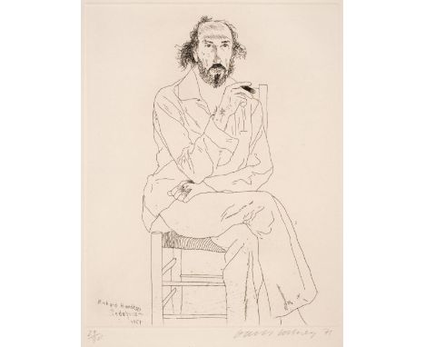 AR  * Hockney (David, 1937-). Portrait of Richard Hamilton, 1971, etching and aquatint on Hodgkinson handmade paper, publishe