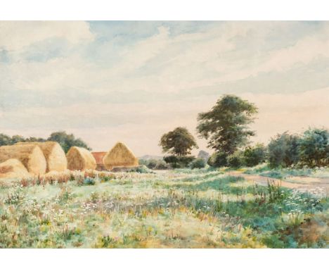 * Brunton (Arthur Dickinson, 1848-1919). Yarrow's - A Field on Whitam's Farm - Brundon, Sudbury, Suffolk, 1915, watercolour, 