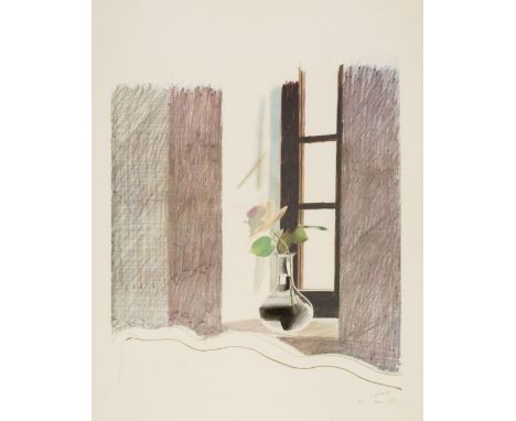 AR  * Hockney (David, 1937- ). Le Nid du Duc, May 1971, colour lithograph, depicting an apricot rose in a bud vase on a windo