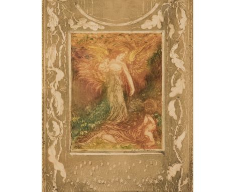 * Bridgwater (H.M., early 20th century). Angel Watching, colour etching on paper, depicting an angel with a cherub watching o