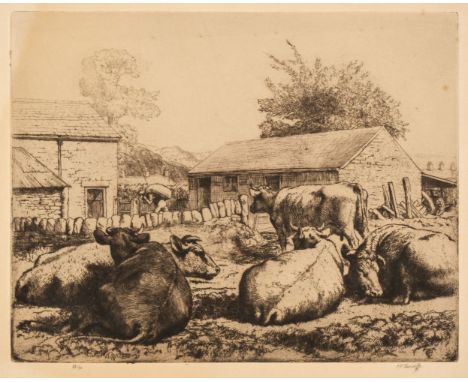 * Tunnicliffe (Charles Frederick, 1901-1979). The Pasture Gate, etching on thin wove paper, from an edition of 75 impressions