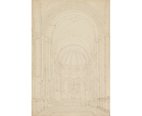 * Attributed to John Sell Cotman (1782-1842). The Abbey Church of St. Georges Boscherville, Normandy, circa 1817-20, two penc