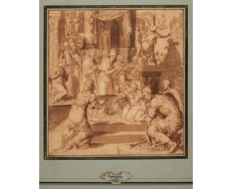 * Guerra (Giovanni, circa 1540-1618). Scenes from the Life of the Pope, pen and brown ink and brown wash on laid paper; a pen