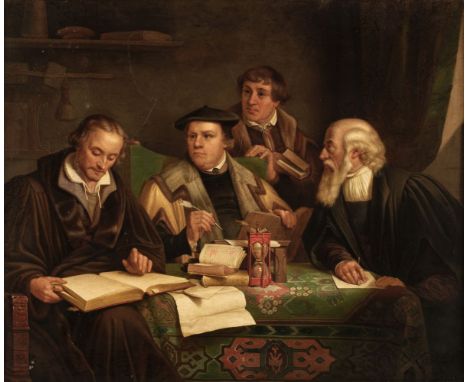* Labouchère (Pierre Antoine, 1807–1873). Luther, Melanchthon, Cruciger and Pomeranus translating the Bible at Frankfurt, 185