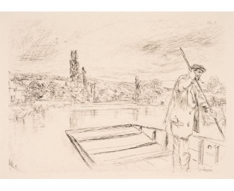 * Whistler (James Abbott MacNeill, 1834-1903). The Punt, 1861, &amp; Sketching No. 1, 1861, two etchings with drypoint on wov