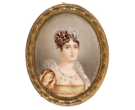 * Silvestre (M., 19th century). Portrait of Joséphine, Empress of France, oval miniature watercolour and gouache on porcelain