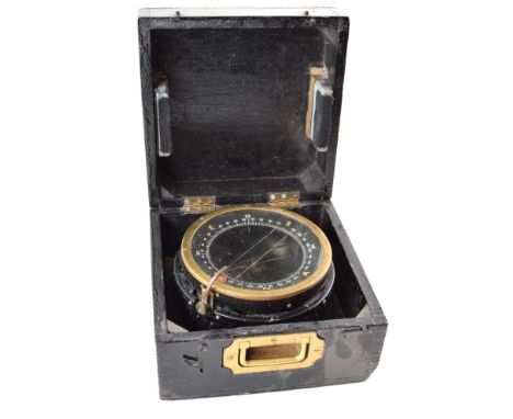 A WWII RAF Lancaster bomber flying compass. Type P4A, serial no. 5758. With bezel containing spirit fluid in order for the wh