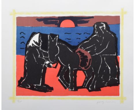 Josef Herman R.A. (1911-2000), "The Red Sun", signed and numbered 18/100 in pencil in the margin, titled and dated 1975 on ga