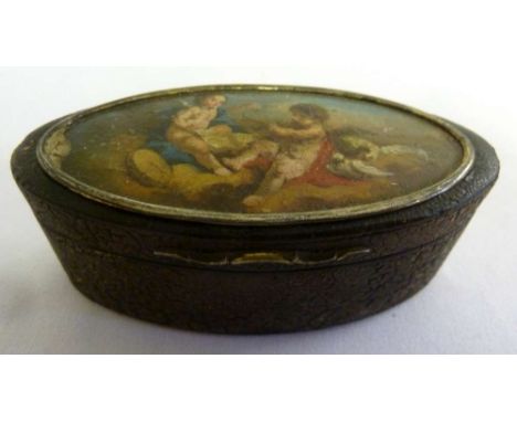 An Italian oval Vernis Martin snuff box with hinged cover A/F