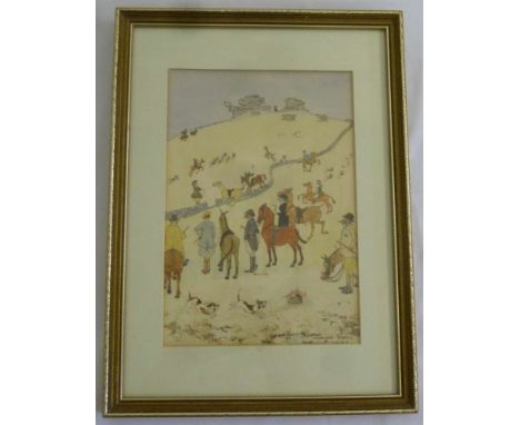 Hunting scene titled Harriers Week Dartmoor, monogrammed W.S.B 1924 - 25 x 17.5 cm