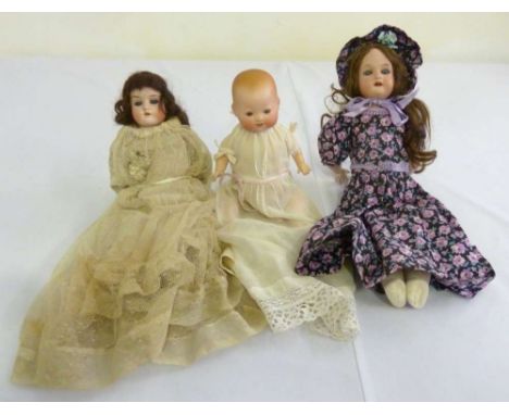 Three late 19th century Armand Marseille dolls with bisque heads