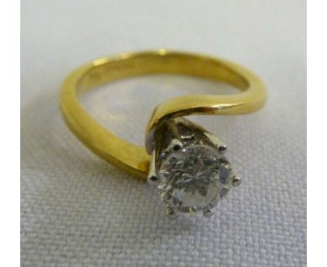 18ct solitaire diamond ring, approx .50 pt