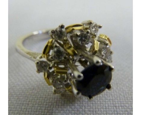 18ct gold sapphire and diamond cluster ring