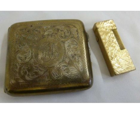Silver cigarette case and a Dunhill gold plated lighter