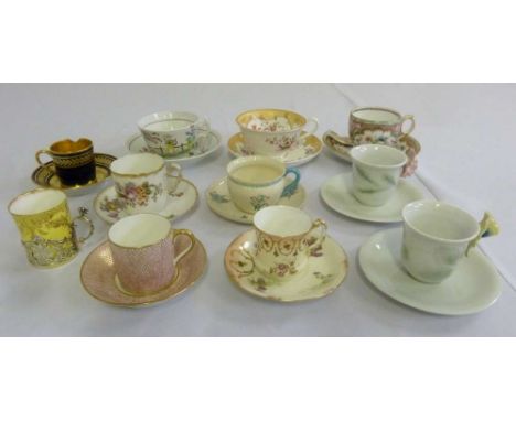 A quantity of cabinet cups and saucers to include Staffordshire, Lladro  (20)