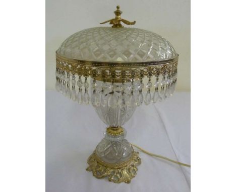 Cut glass and gilt metal table lamp