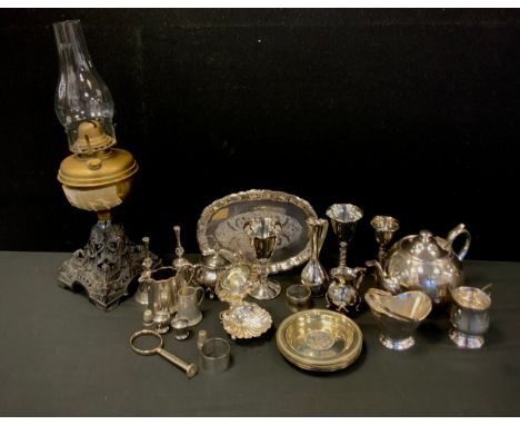 Silver and plate - a Victorian Hukin &amp; Heath silver plated combination pocket watch stand night light, as an open shell w