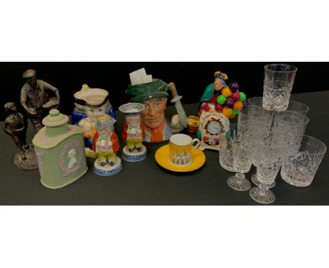 Ceramics and glass -  A Royal Doulton ‘Old Balloon Seller’ HN1315,20cm high, Masons mantel clock, Wedgwood Grand Tour coffee 