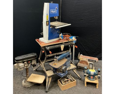 Woodworking tools and machinery - a Scheppach BASA 1 Band Saw;  Draper D13/5A drill press / pillar drill;  Draper 16” Fretsaw