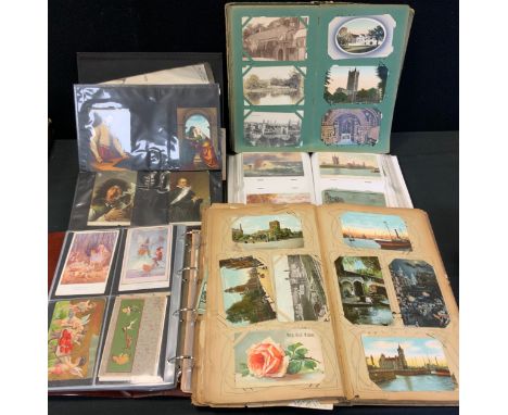 Postcards - a Edwardian and later album ins photographic cards, Ireland, Wales, Manchester, Edinburgh, Sweetheart and portrai