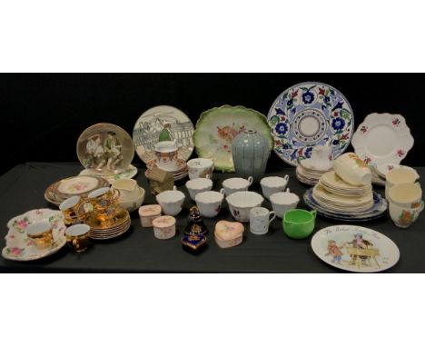 Ceramics - Denby pottery lamp base, Staffordshire tea sets, Royal Doulton, Palissy etc qty 