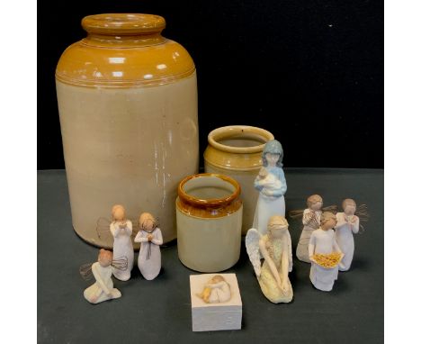 Ceraics - stoneware 3 1/2 gallon jar, others smaller, Nao figure etc 