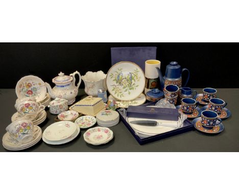 Ceramics - A Bavaria coffee set for four, gaudy welsh tea pot, Copeland Spode Gainsborough tea cups and saucers, side plates,