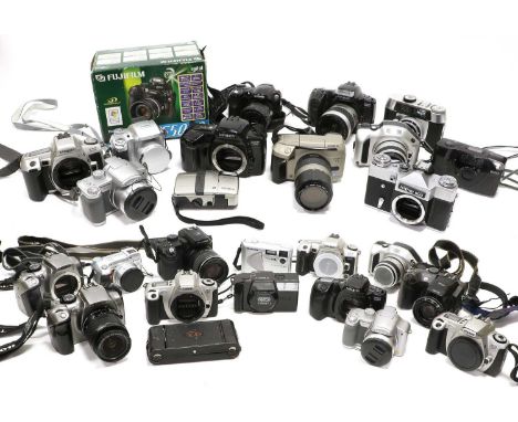 Various Cameras And Camera Bodies including Minolta Dynax 5xi, Fuji S5000 (boxed), Fuji S9500 and others