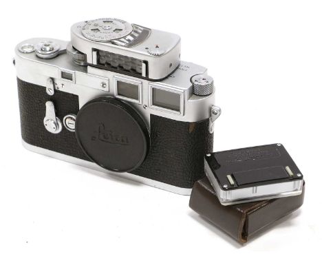 Leica M3 Camera Body no.745879, with Leica Meter MC, in leather case with Instruction booklet; together with various Leica pa