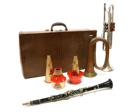 Besson New Creation Class A Trumpet (Made In England) no.207963 silver plate cased with accessories including three Selmer mu