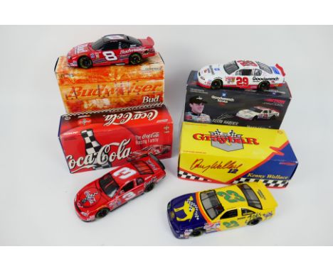Action Collectibles - 4 x boxed limited edition stock car models in 1:24 scale, a Kenny Wallace Ford Thunderbird, a Kevin Har