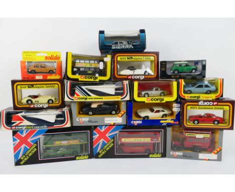 Corgi - Solido - Hongwell - A boxed collection of 17 diecast vehicles in various scales. Lot includes Corgi #334 Ford Escort;