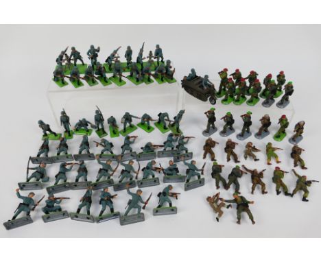 Britains Deetail - A collection of German and British Army soldiers including 41 x single German figures, 3 x Rocket launcher