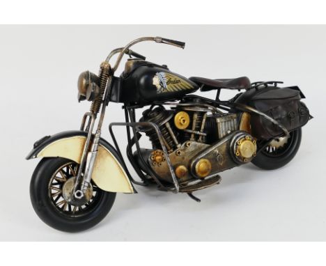 Lesser &amp; Pavey - A boxed large scale hand made metal Indian Motorcycle model measuring 36 cm long. Appears in Mint condit