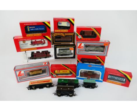 Hornby - Lima - Graham Farish - Airfix - A boxed OO gauge steam locomotive and 11 x boxed wagons including an LMS 0-6-0 Jinty