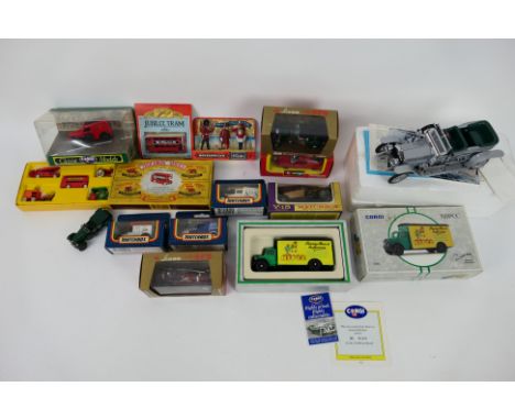 Franklin Mint, Corgi, Brumm, Britains, Matchbox, Burago, TyPhoo - 13 x mostly boxed die-cast model vehicles - Lot includes a 