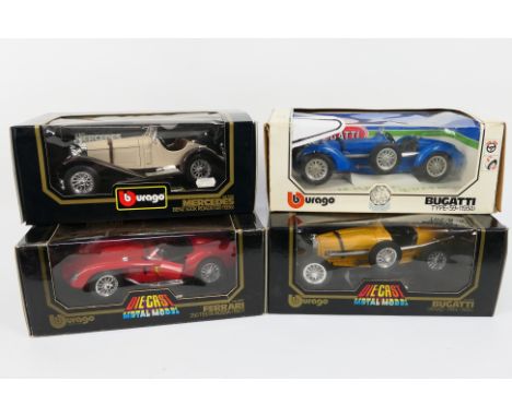 Bburago - Four boxed Bburago diecast model vehicles in 1:18 scale. Lot consists of Bburago #3007 Ferrari 250 Testa Rossa 1957