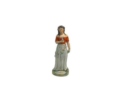 A rare Staffordshire Thomas Parr portrait figure of Ophelia, Titled Ophelia in black capitals Circa 1852   size 25.5cm high C
