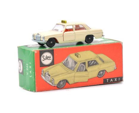 Siku die-cast model ref V244 Mercedes Benz 250 V309 taxi, 1:55 scale, cream body, boxed.