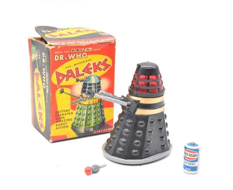 Louis Marx &amp; Co The Mysterious Daleks battery operated toy, from the BBC TV series Dr Who, black plastic body with arms a