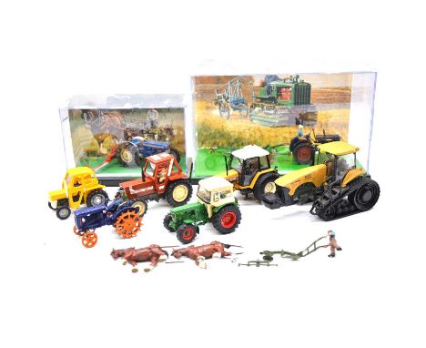 Tractor and farming models, quantity to including Britains 135 tractor, yellow body and cab; Fiat 800 tractor; Britains cast 
